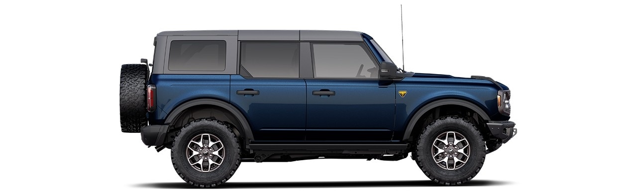 Discover the 2022 Ford Bronco Off-Road SUV in Color Antimatter Blue Metallic