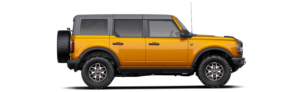 Discover the 2022 Ford Bronco Off-Road SUV in Color Cyber Orange Metallic Tri-Coat