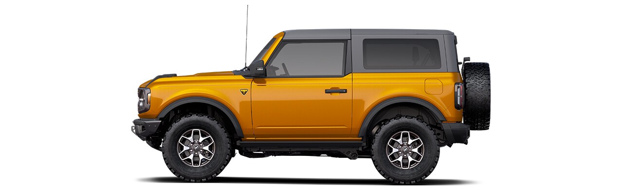 Discover the 2022 Ford Bronco Off-Road SUV in Color Cyber Orange Metallic Tri-Coat