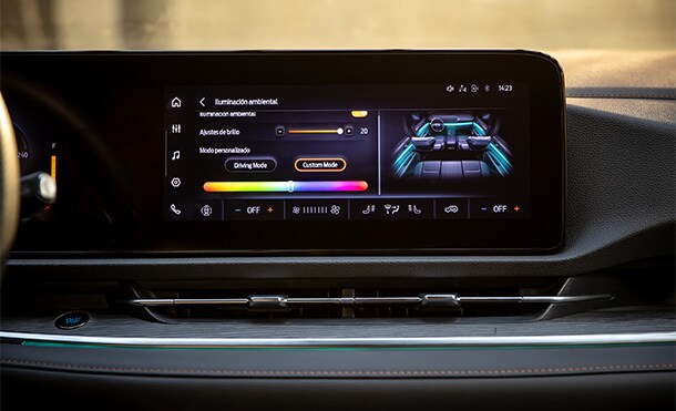 Territory® 2026 allows you to adjust the ambient lighting in the interior with blue color